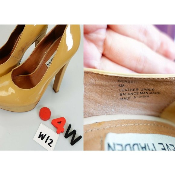 Steve Madden Shoes Leather 6 Sandals Slip On Platform Pump Beasst Yellow - Picture 13 of 13